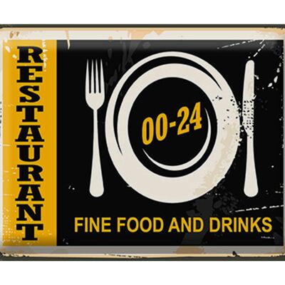 Blechschild Retro 40x30cm Restaurant Essen Fine Food Drinks