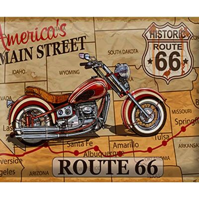 Cartel de chapa motocicleta 40x30cm Ruta 66 de la calle principal de Estados Unidos
