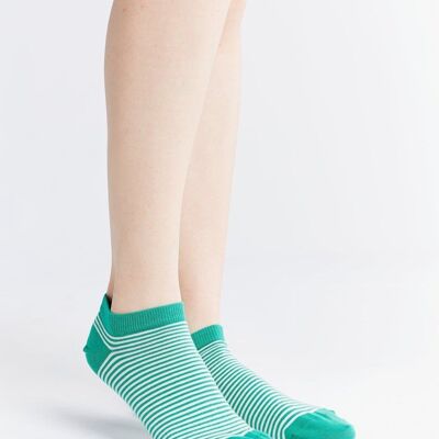 9320 | Unisex sneaker socks - green/natural striped (pack of 6)