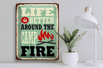 Panneau en étain rétro 30x40cm, Camping, feu de camp, la vie est meilleure 3