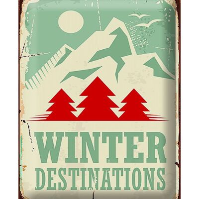 Blechschild Retro 30x40cm Ski winter destinations Abenteuer