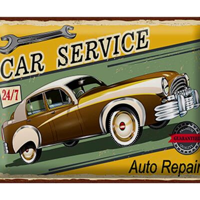 Cartel de chapa retro 40x30cm Servicio de coche 24/7 Reparación de automóviles