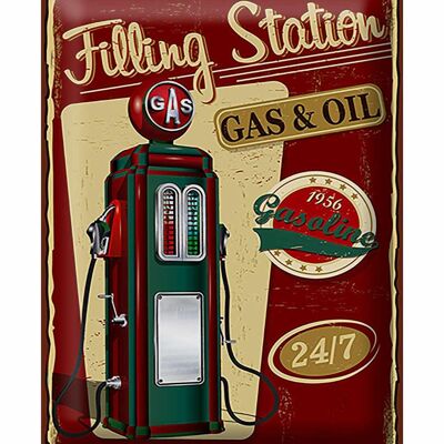 Metal sign Retro 30x40cm Gasoline filling station gas 24/7