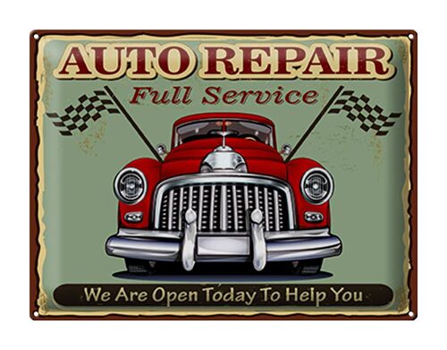 Blechschild Retro 40x30cm Auto repair full Service