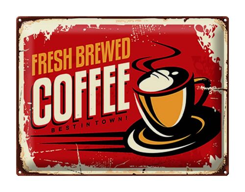 Blechschild Retro 40x30cm Kaffee best Coffee in town rotes Schild