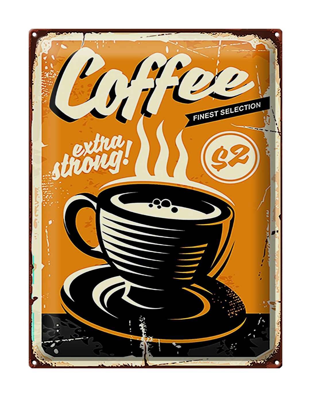 Cartel de chapa retro 30x40cm café extra fuerte