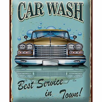 Cartel de chapa retro 30x40cm Car Wash, el mejor servicio de la ciudad