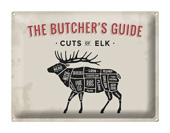 Plaque en tôle boucherie 40x30cm Elk cuts of Elk 1