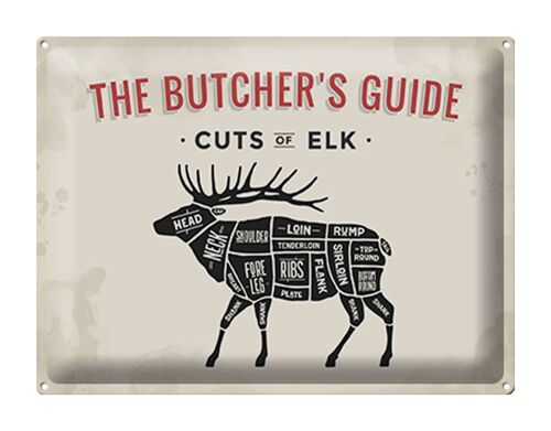 Blechschild Metzgerei 40x30cm Elch cuts of Elk