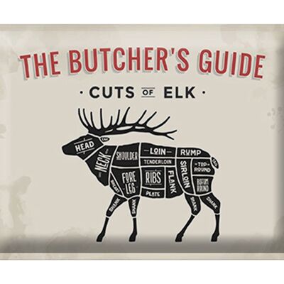 Plaque en tôle boucherie 40x30cm Elk cuts of Elk
