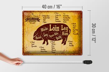 Plaque en tôle boucherie 40x30cm Cochon Découpes de porc bio 4