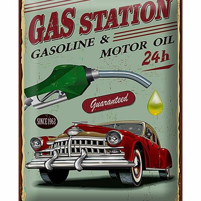 Blechschild Retro 30x40cm Gas Station gasoline motor oil 24