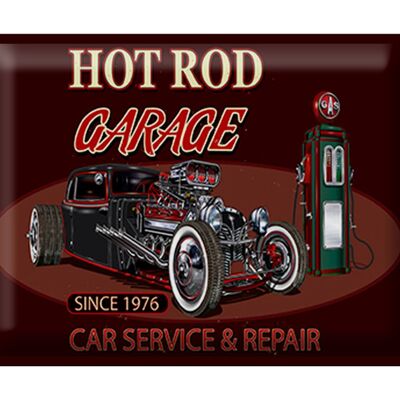 Metal sign car 40x30cm hot rod garage car service repair