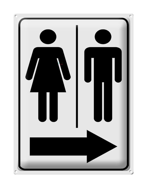 Blechschild Hinweis 30x40cm Toilettenfiguren Pfeil rechts
