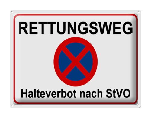 Blechschild Hinweis 40x30cm Rettungsweg Halteverbot nach StVO