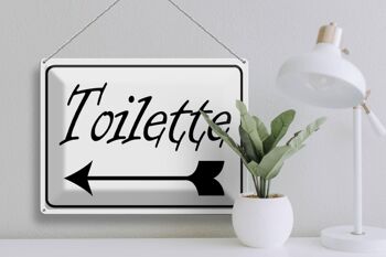 Plaque en tôle note 40x30cm toilettes flèche gauche 3