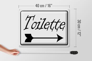 Plaque signalétique en tôle 40x30cm, flèche de toilette à droite 4