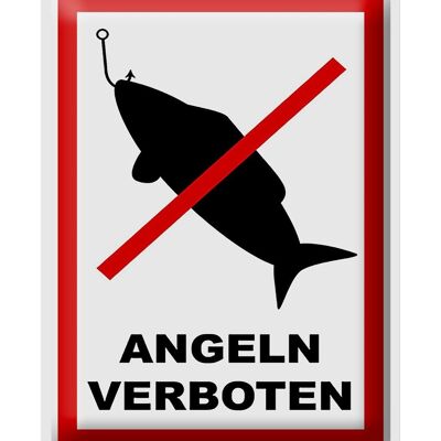 Cartel de chapa aviso 30x40cm pesca prohibida