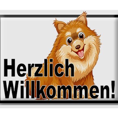 Blechschild Spruch 40x30cm Herzlich Willkommen Hunde