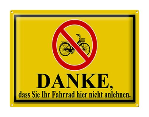 Blechschild Hinweis 40x30cm Danke Fahrrad nicht anlehnen