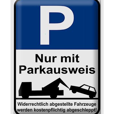 Metal sign parking 30x40cm parking sign with parking permit