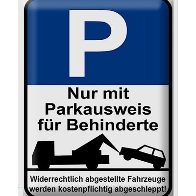 Cartel de chapa parking 30x40cm solo permiso de aparcamiento para personas con discapacidad