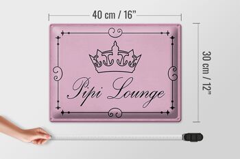 Plaque signalétique en tôle 40x30cm Pipi Lounge couronne de toilette rose 4
