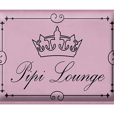 Cartel de chapa aviso 40x30cm Pipi Lounge corona de inodoro rosa