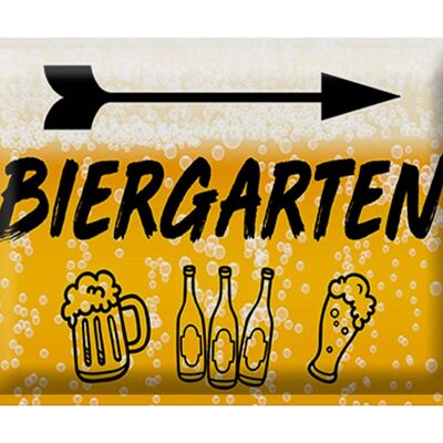 Blechschild 30x40cm Biergarten rechts Bier Geschenk