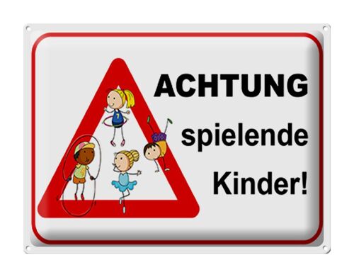 Blechschild Hinweis 40x30cm Achtung spielende Kinder