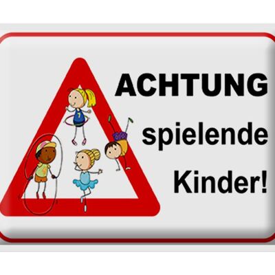 Blechschild Hinweis 40x30cm Achtung spielende Kinder