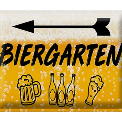 Blechschild 40x30cm Biergarten links Bier Geschenk