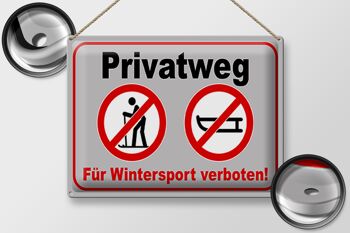 Plaque en tôle chemin privé 40x30cm interdit aux sports d'hiver 2