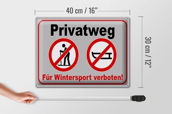 Plaque en tôle chemin privé 40x30cm interdit aux sports d'hiver 4