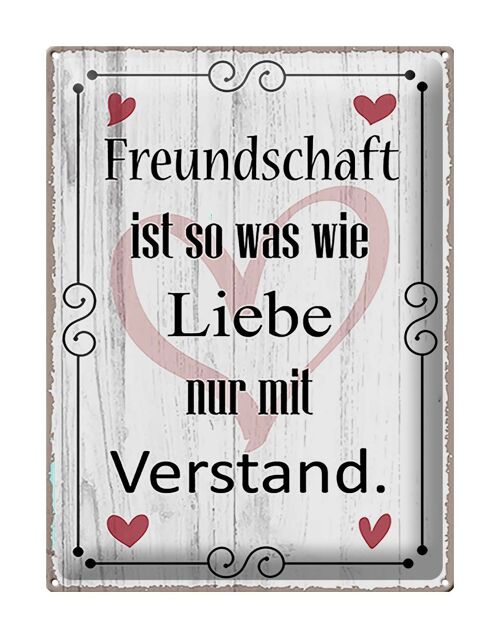 Blechschild Spruch 30x40cm Freundschaft ist so wie Liebe