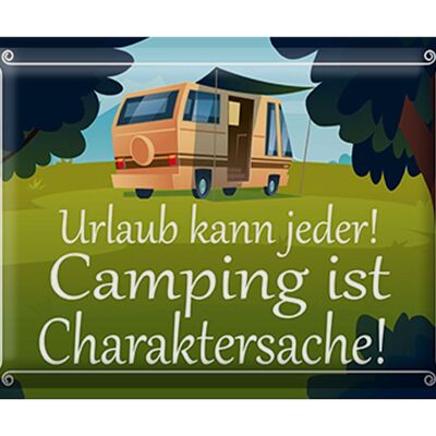 Cartel de chapa que dice 40x30cm Todo el mundo puede ir de camping.