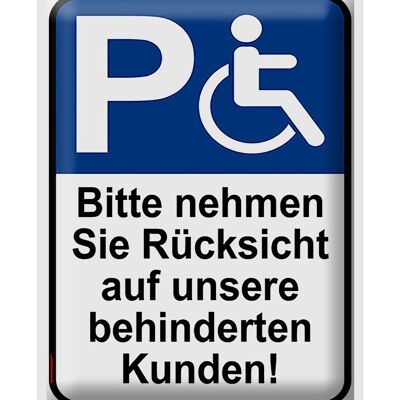 Cartel de chapa parking 30x40cm Consideración para clientes discapacitados