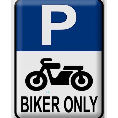 Cartel de chapa Parking 30x40cm Biker only Motocicleta