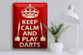Panneau en étain disant 30x40cm Keep Calm and play Darts 3