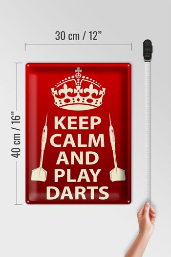 Panneau en étain disant 30x40cm Keep Calm and play Darts 4