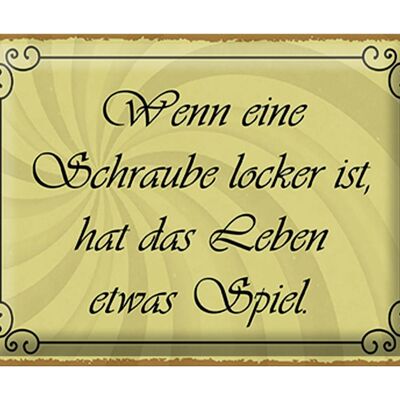 Blechschild Spruch 40x30cm Schraube locker Leben Spiel