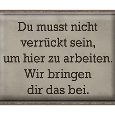 Blechschild Spruch 40x30cm du musst nicht verrückt sein arbeiten