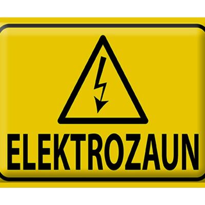 Aviso de letrero de hojalata, señal de advertencia de cerca eléctrica de 40x30cm, precaución