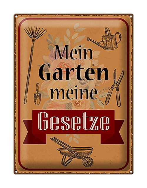 Blechschild Spruch 30x40cm mein Garten meine Gesetze