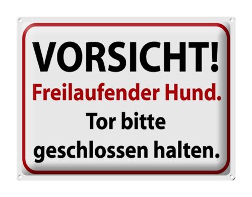 Blechschild Hinweis 40x30cm Vorsicht Freilaufender Hund