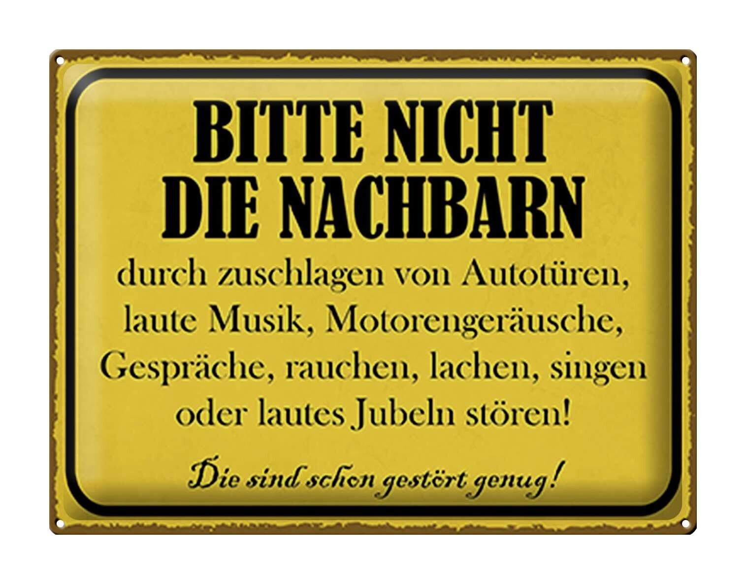 Targa in metallo nota 40x30 cm per favore non disturbare i vicini