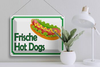 Panneau en étain pour restaurant de hot dogs frais, 40x30cm 3