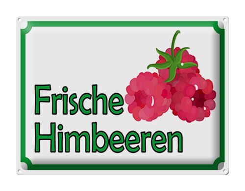 Blechschild Hinweis 40x30cm frische Himbeeren Hofladen