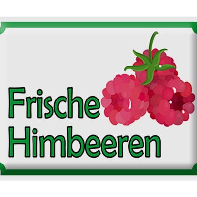 Blechschild Hinweis 40x30cm frische Himbeeren Hofladen