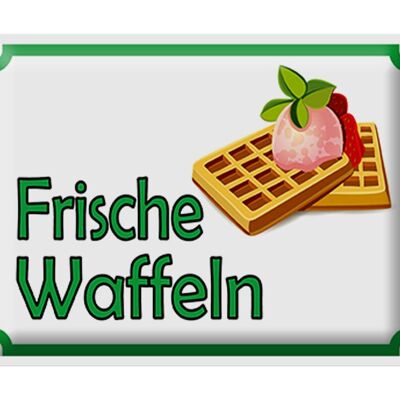 Metal sign notice 40x30cm fresh waffles for sale